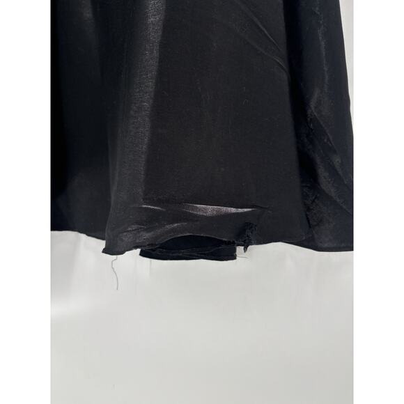 Vintage JS Collections Skirt Womens 14 Black 90s Satin A Line Flounce Lined Maxi - Picture 7 of 16